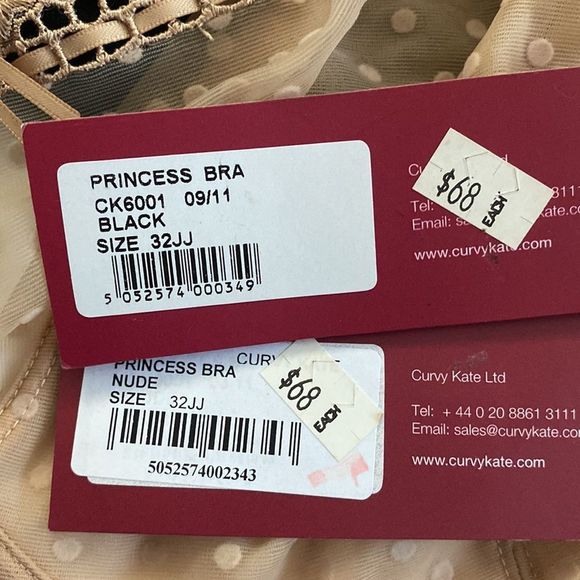 Curvy Kate Princess Bra Black Nude Bundle Set Of 2 Size 32JJ - Picture 2 of 11